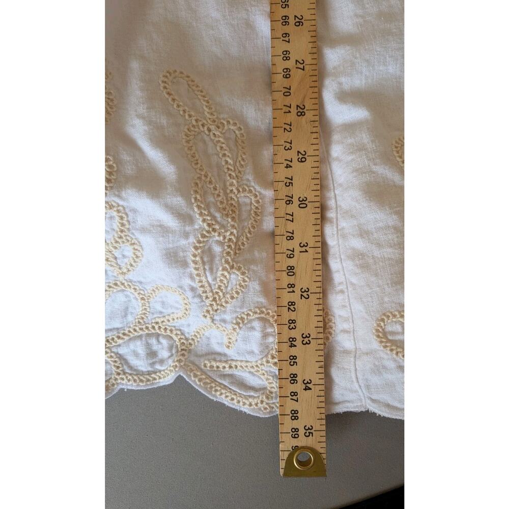 Christian Lacroix White Linen Blend Embroidered Sundress Smocked Boho Medium - Picture 7 of 9